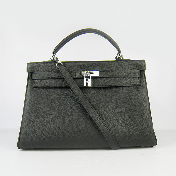 High Quality Hermes Kelly 35CM Togo Leather Bag Black 6308 - Click Image to Close